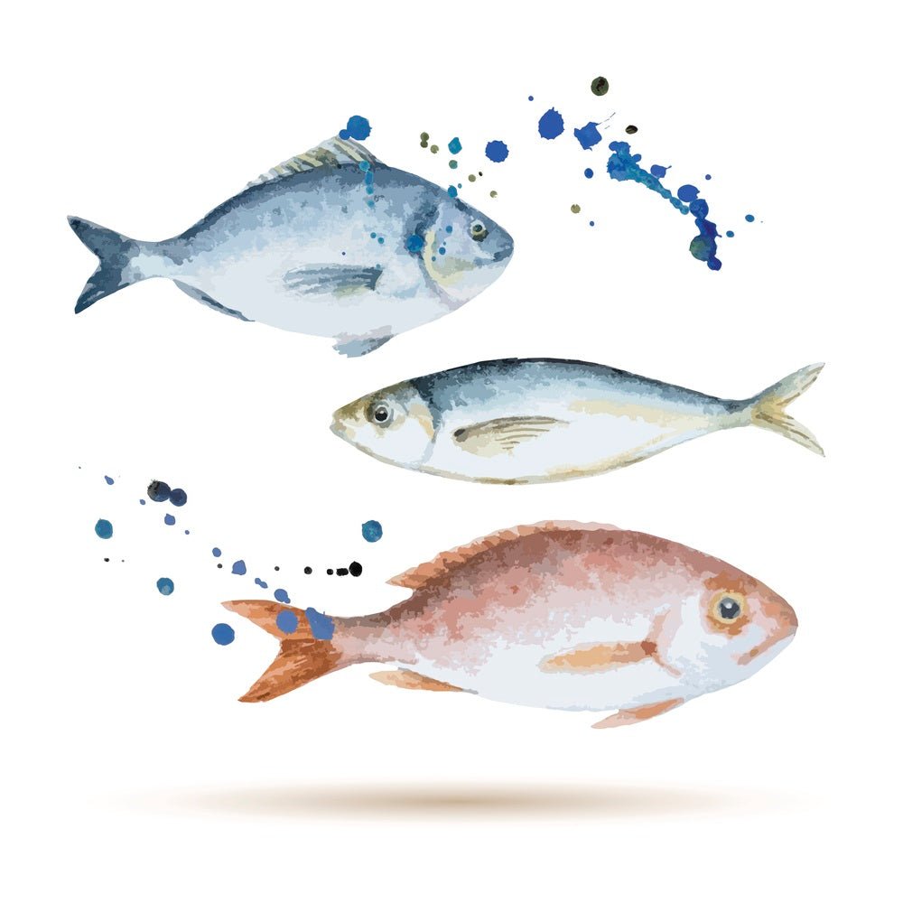 Watercolor Fish Swimming Fabric Panel