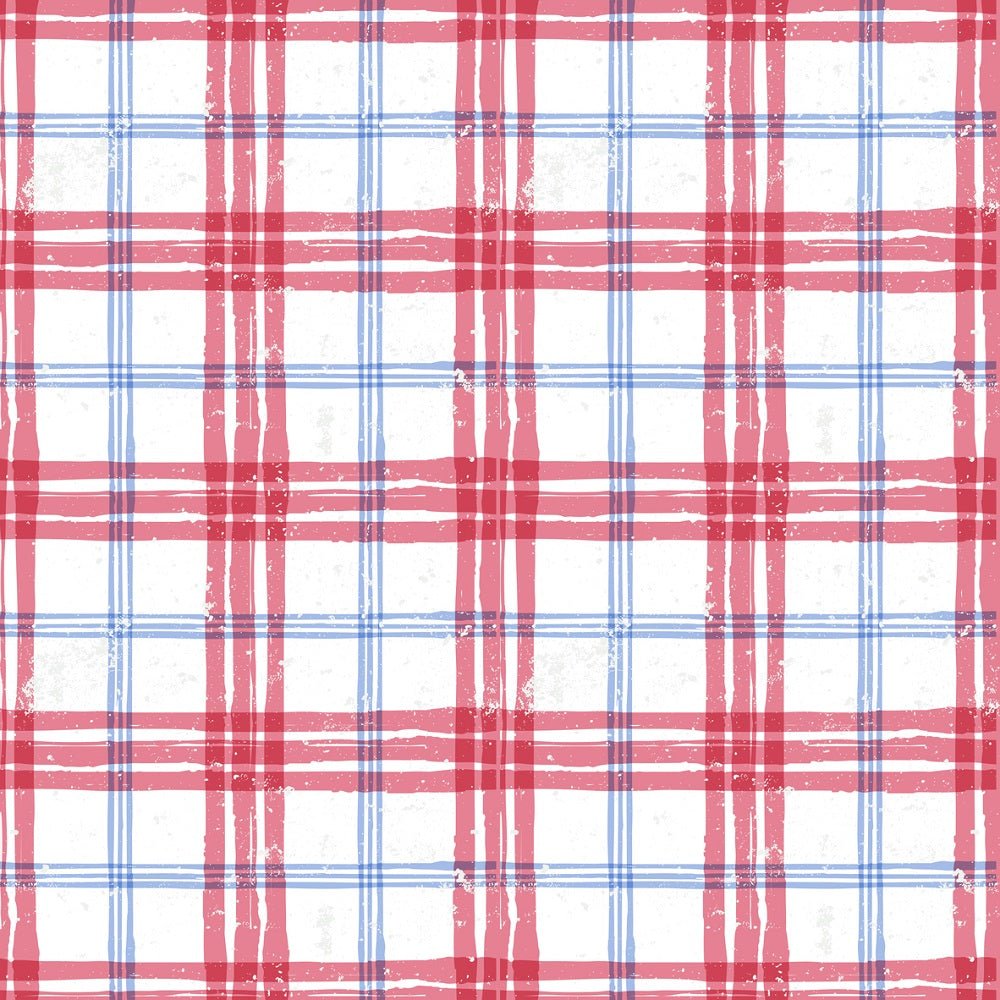 Watercolor Patriotic Tartan Plaid Fabric