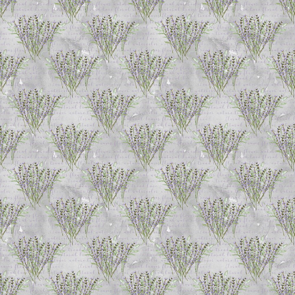 Allover Lavender Plants on Font Fabric - Gray