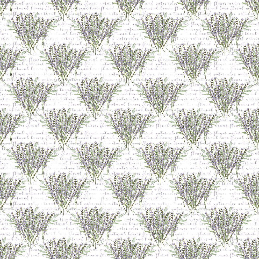 Allover Lavender Plants on Font Fabric - White