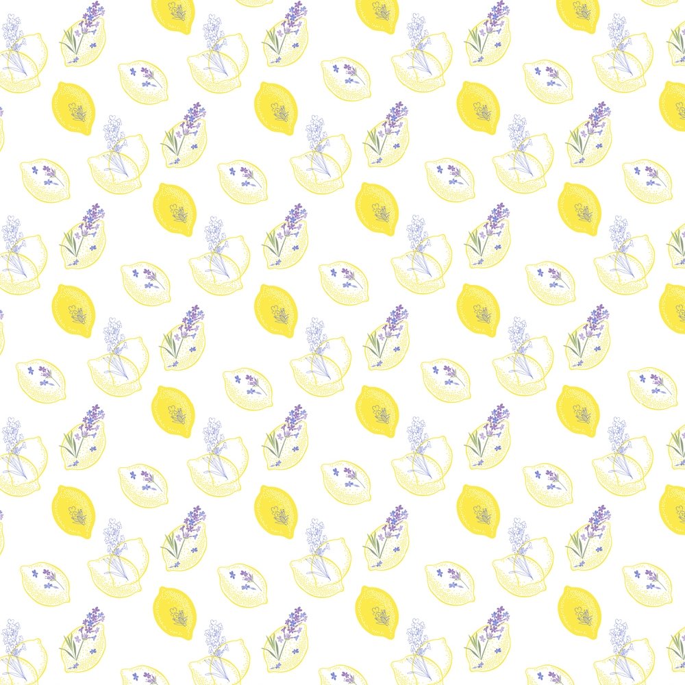 Allover Lemons & Lavender Fabric
