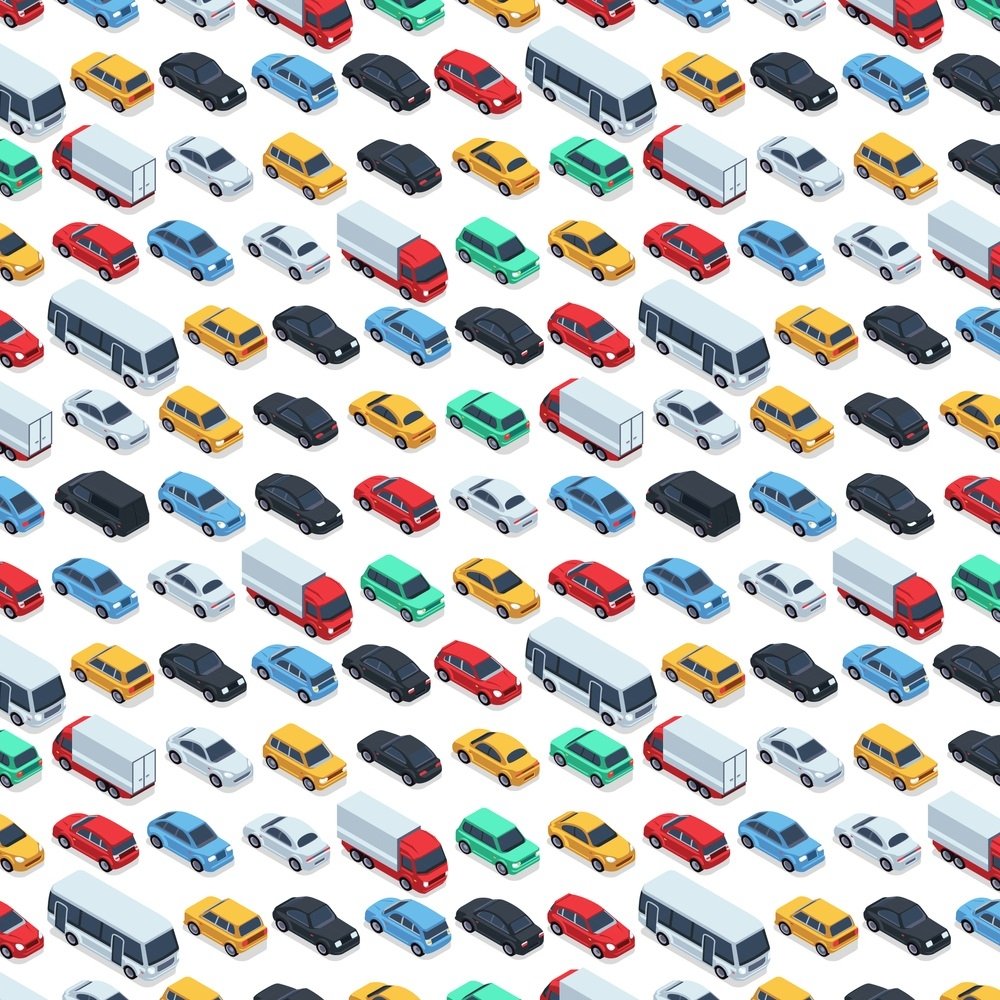 Allover Urban Cars Fabric