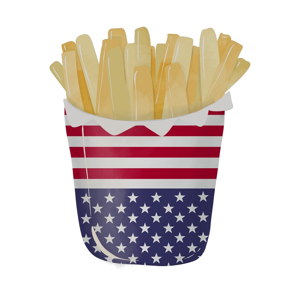 American Flag French Fries Fabric Panel
