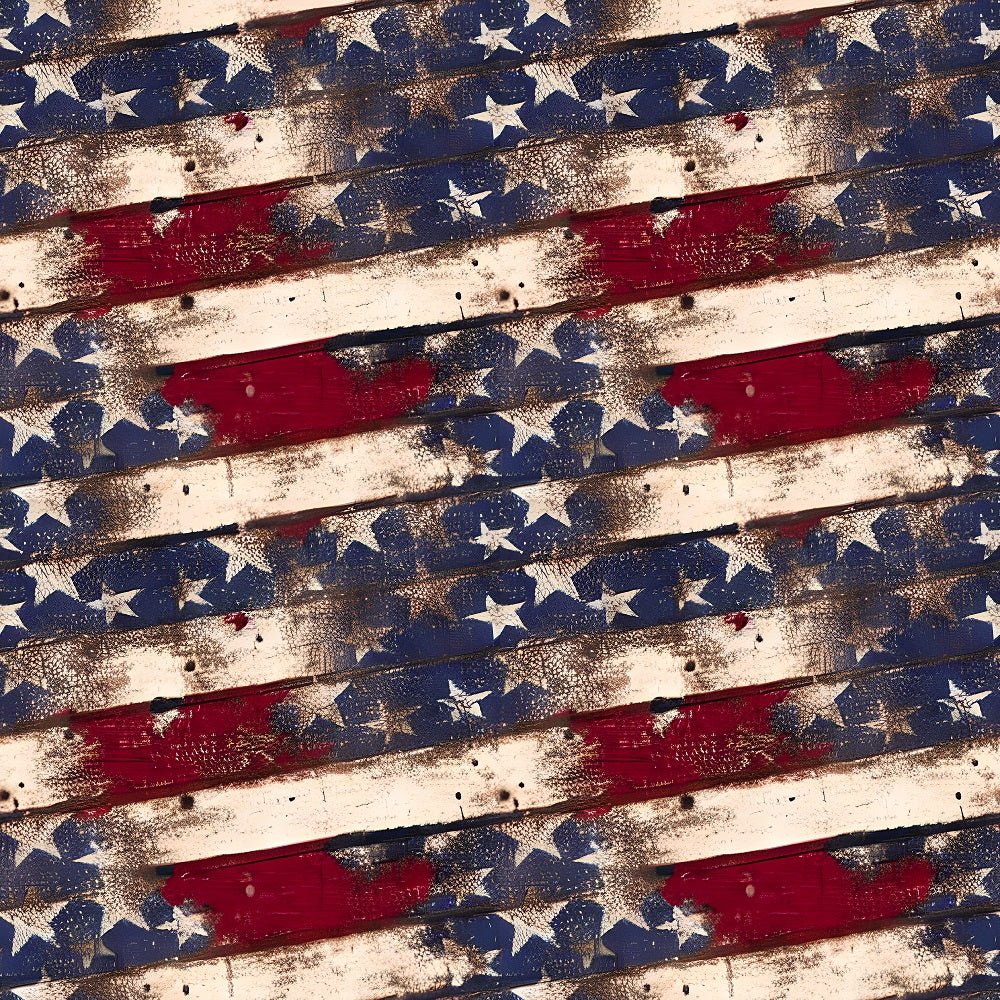American Flag Wood Planks Fabric