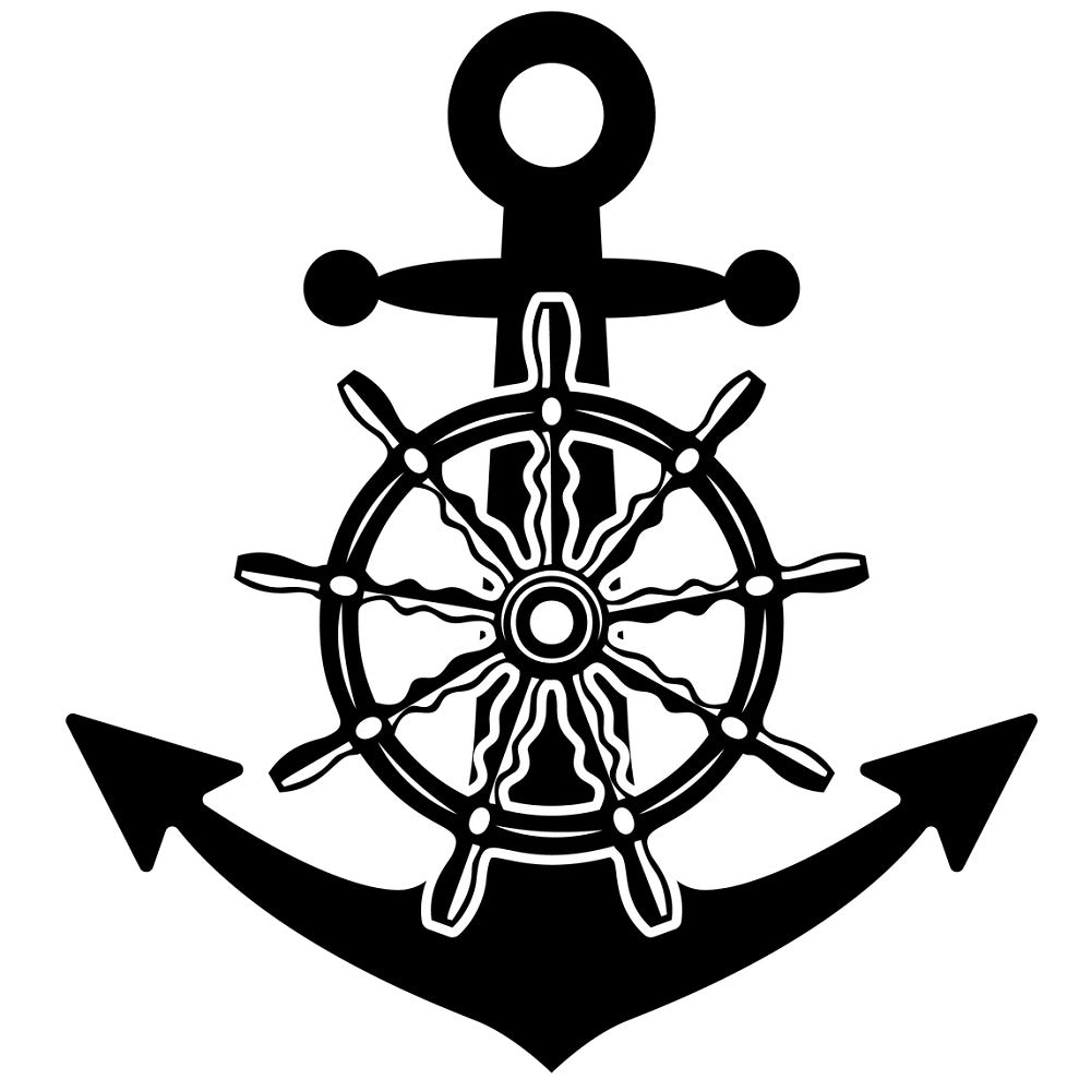 Anchor with Ship Wheel Fabric Panel