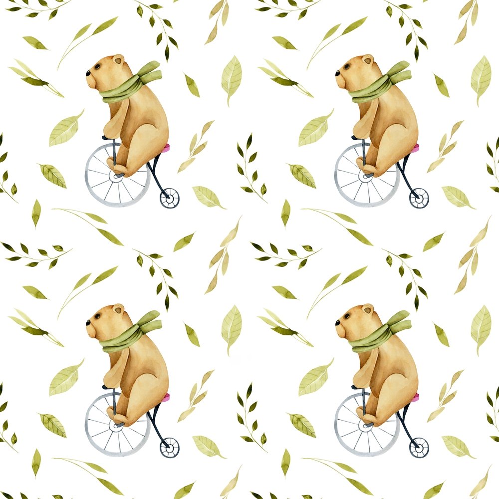Animal Life Bears on Bikes Fabric