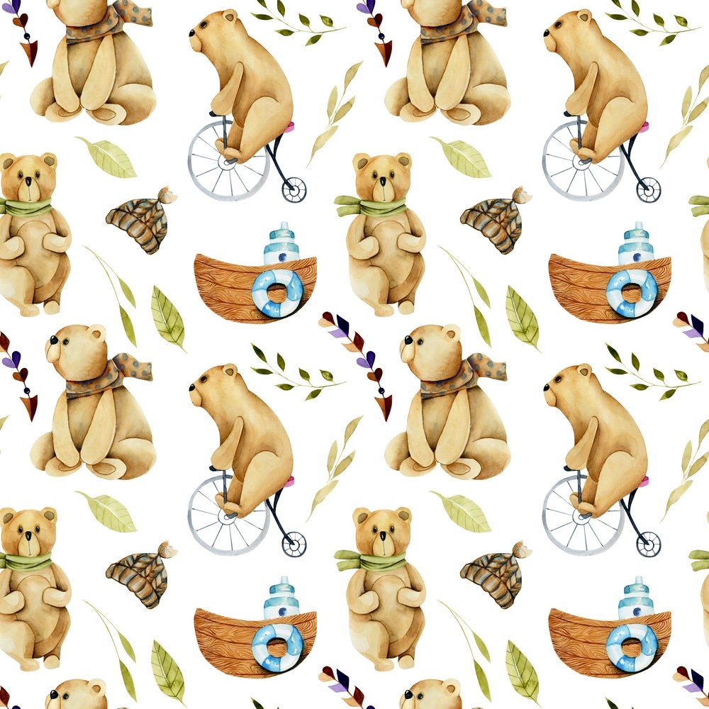 Animal Life Bears with Boats Fabric