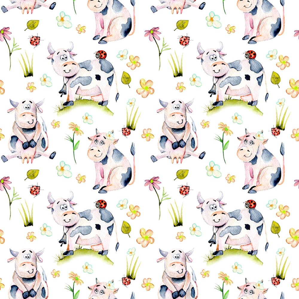 Animal Life Cows and Ladybugs Fabric