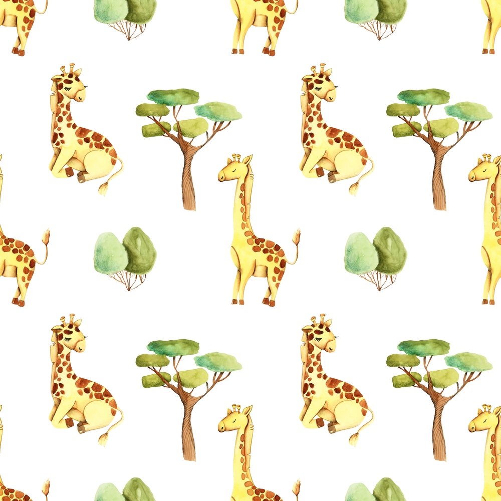 Animal Life Giraffes and Trees Fabric