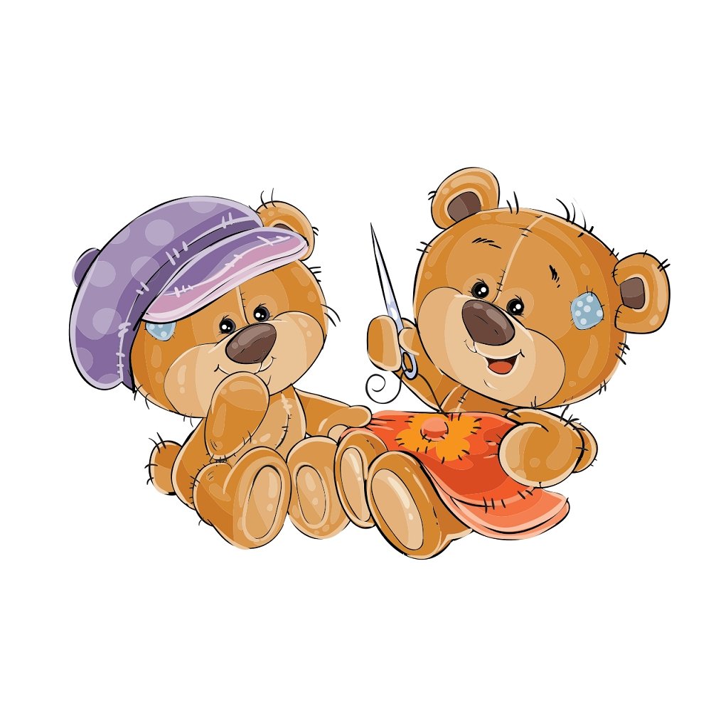 Teddy Bears Embroidering Fabric Panel