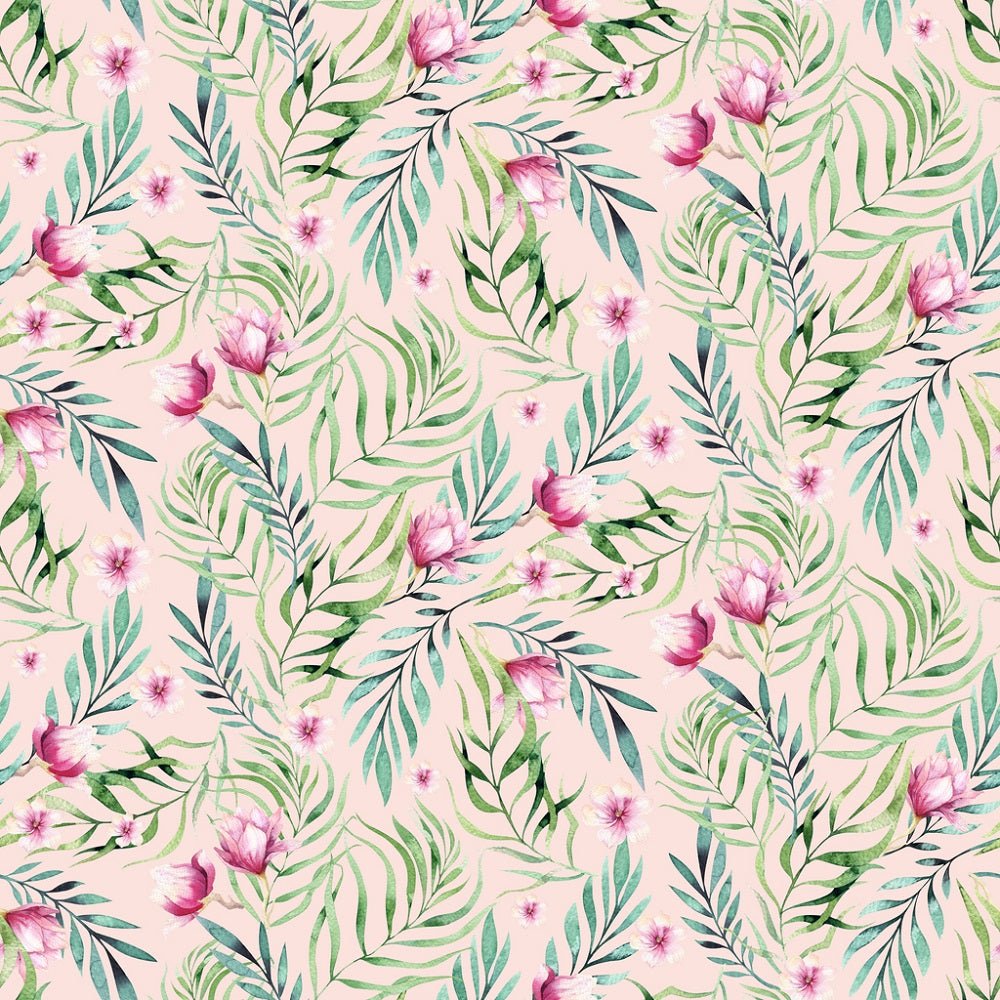 Tropical Cartoon Animals Foliage Fabric - Tan