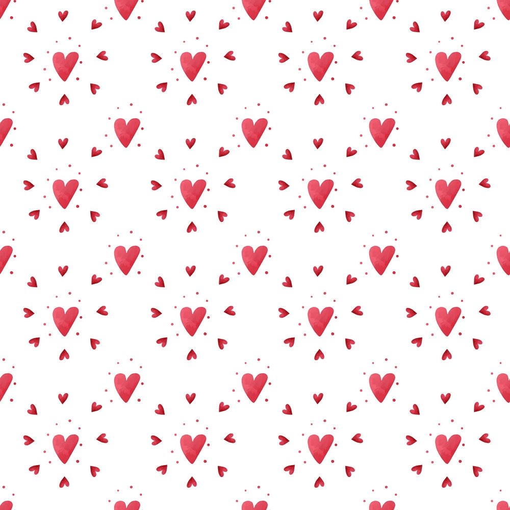 Valentine Hearts Fabric - White