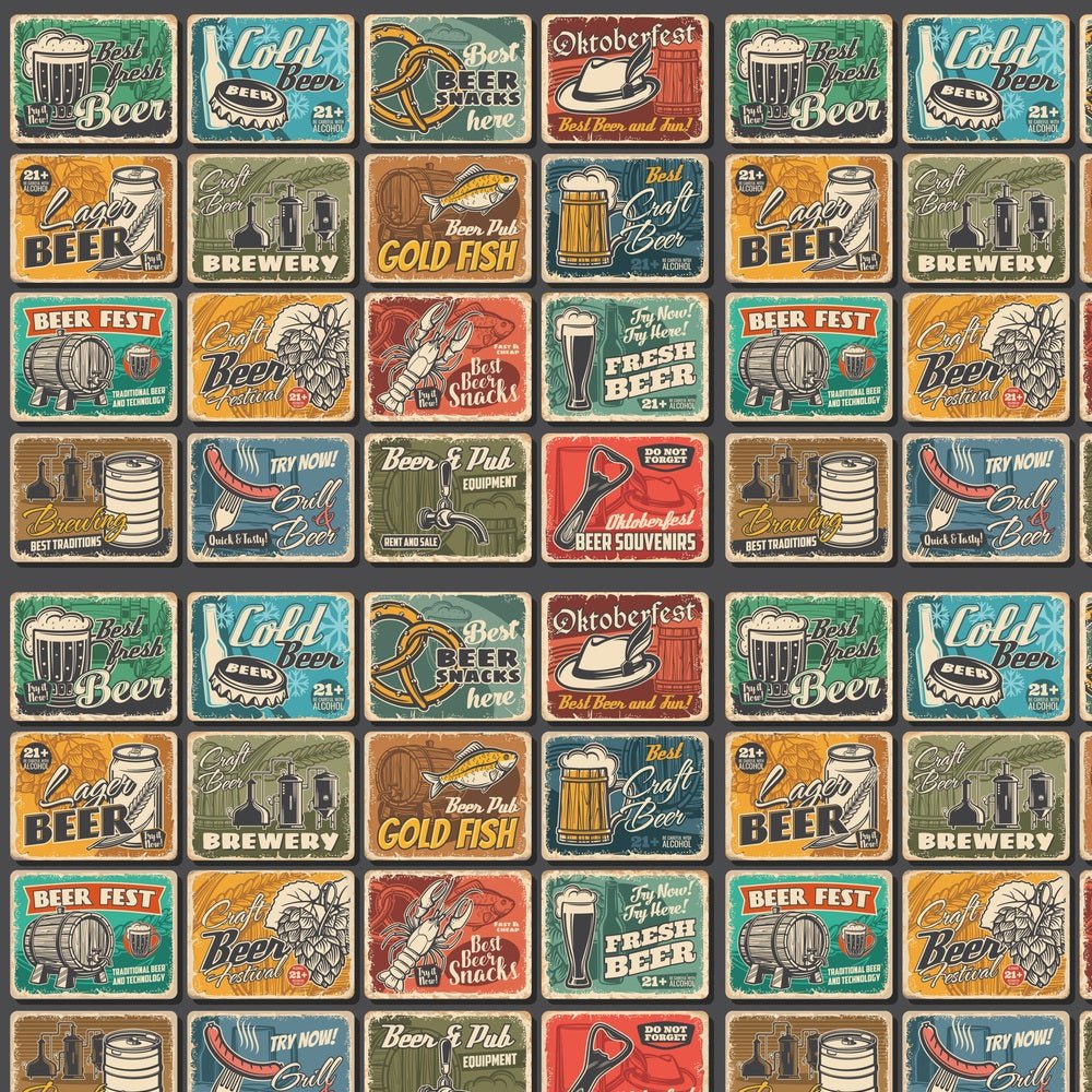 Vintage Oktoberfest Poster Fabric - Multi