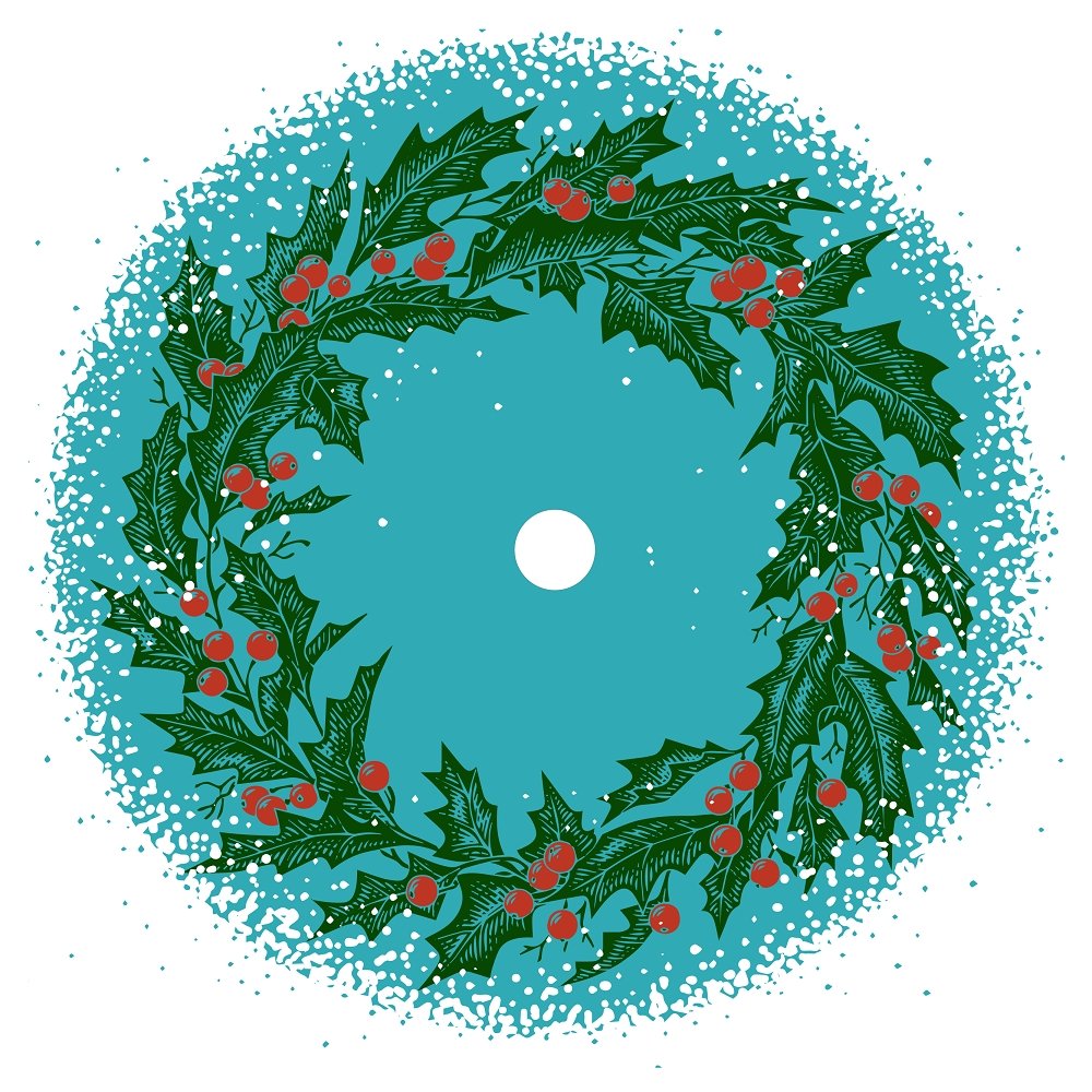 Vintage Snowy Christmas Tree Skirt Fabric Panel