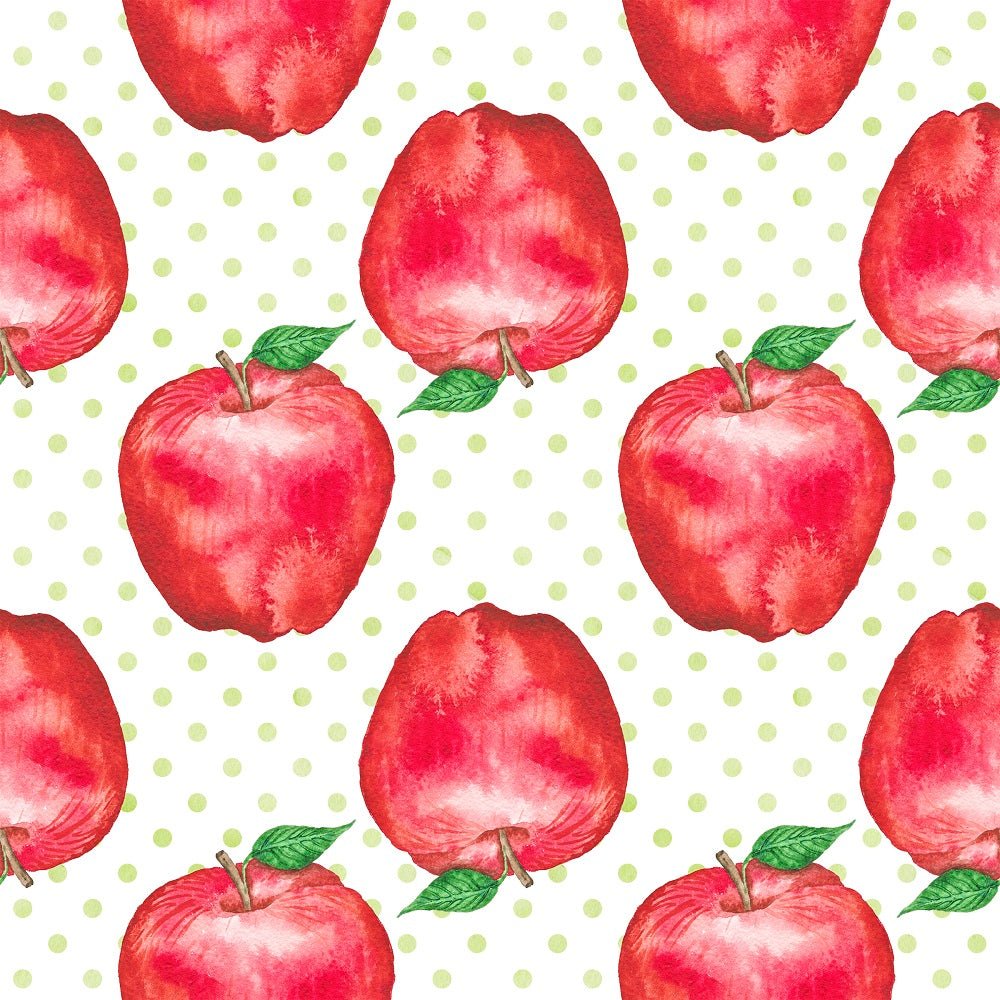 Watercolor Apples on Dots Fabric