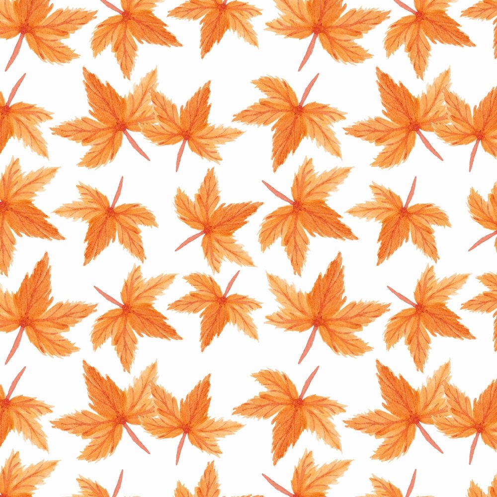 Watercolor Autumn Leaves Fabric - Orange