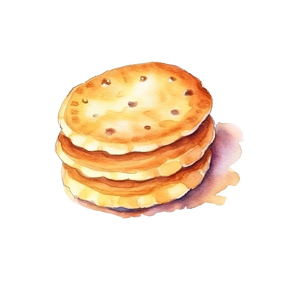 Watercolor Baked Goods Biscuit Fabric Panel