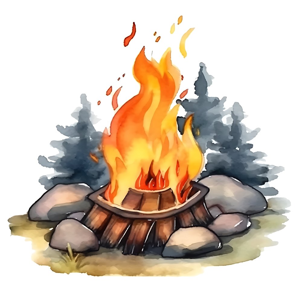 Watercolor Camping #1 Fabric Panel