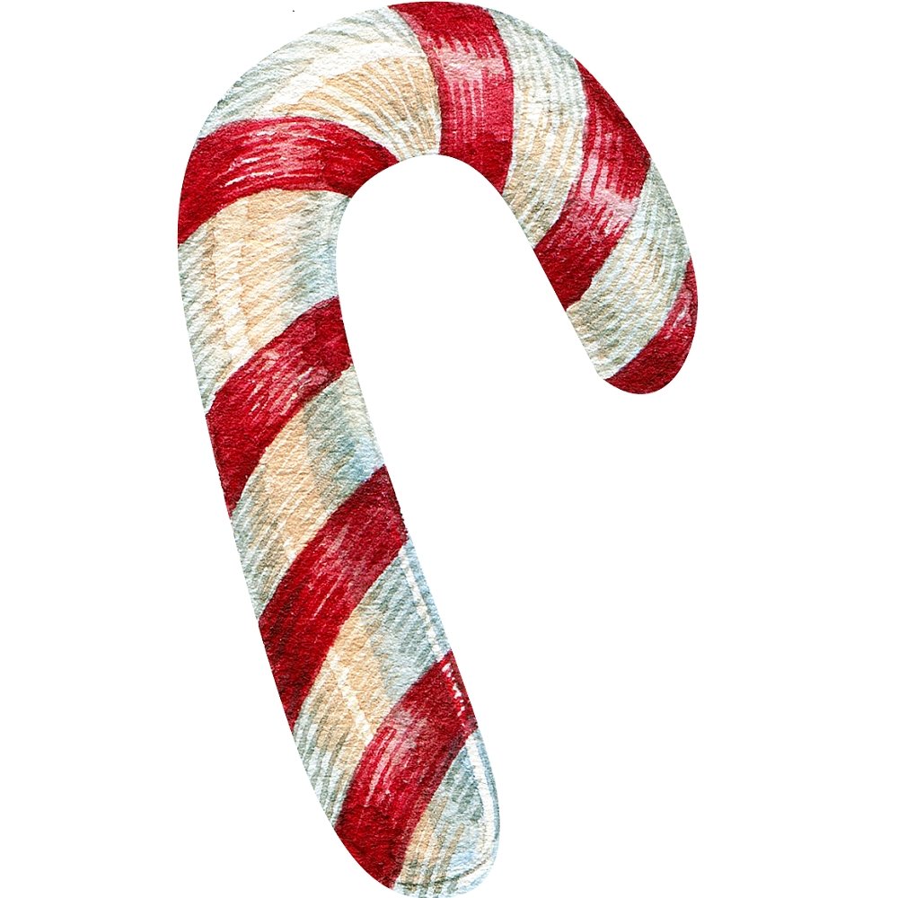 Watercolor Candy Cane Fabric Panel - Red