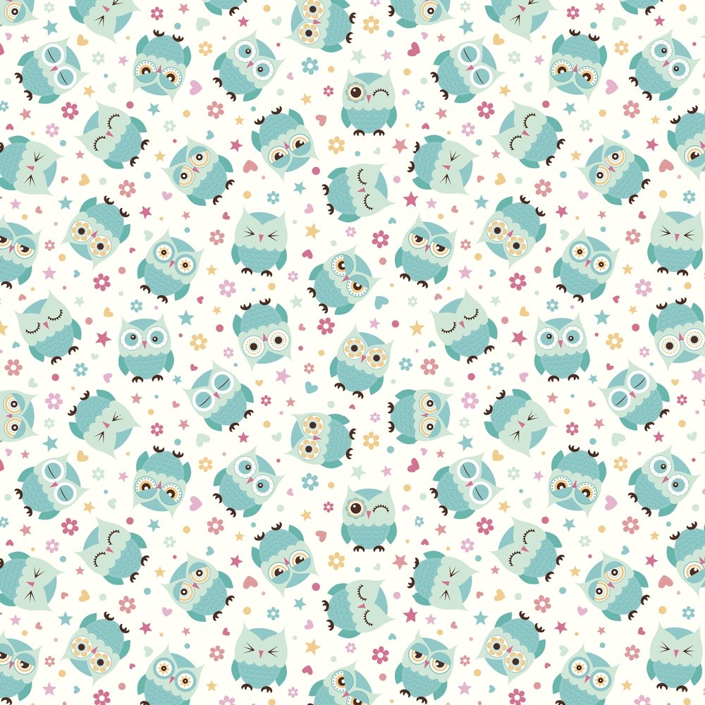 All Over Owl Fabric - Beige