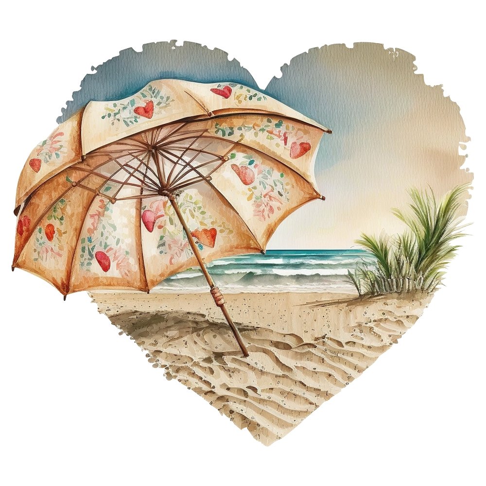 Sunnet Beach Heart #3 Fabric Panel