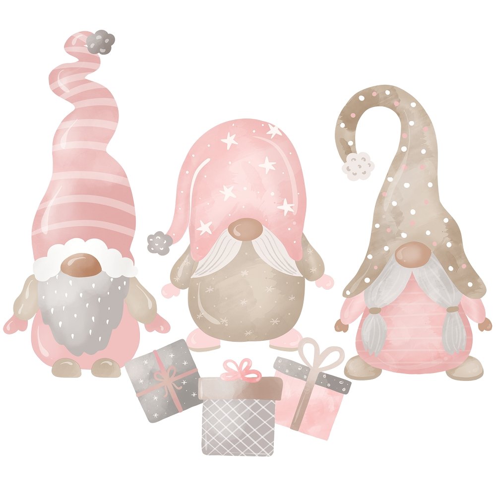 Sweet Christmas Gnomes Scene #1 Fabric Panel