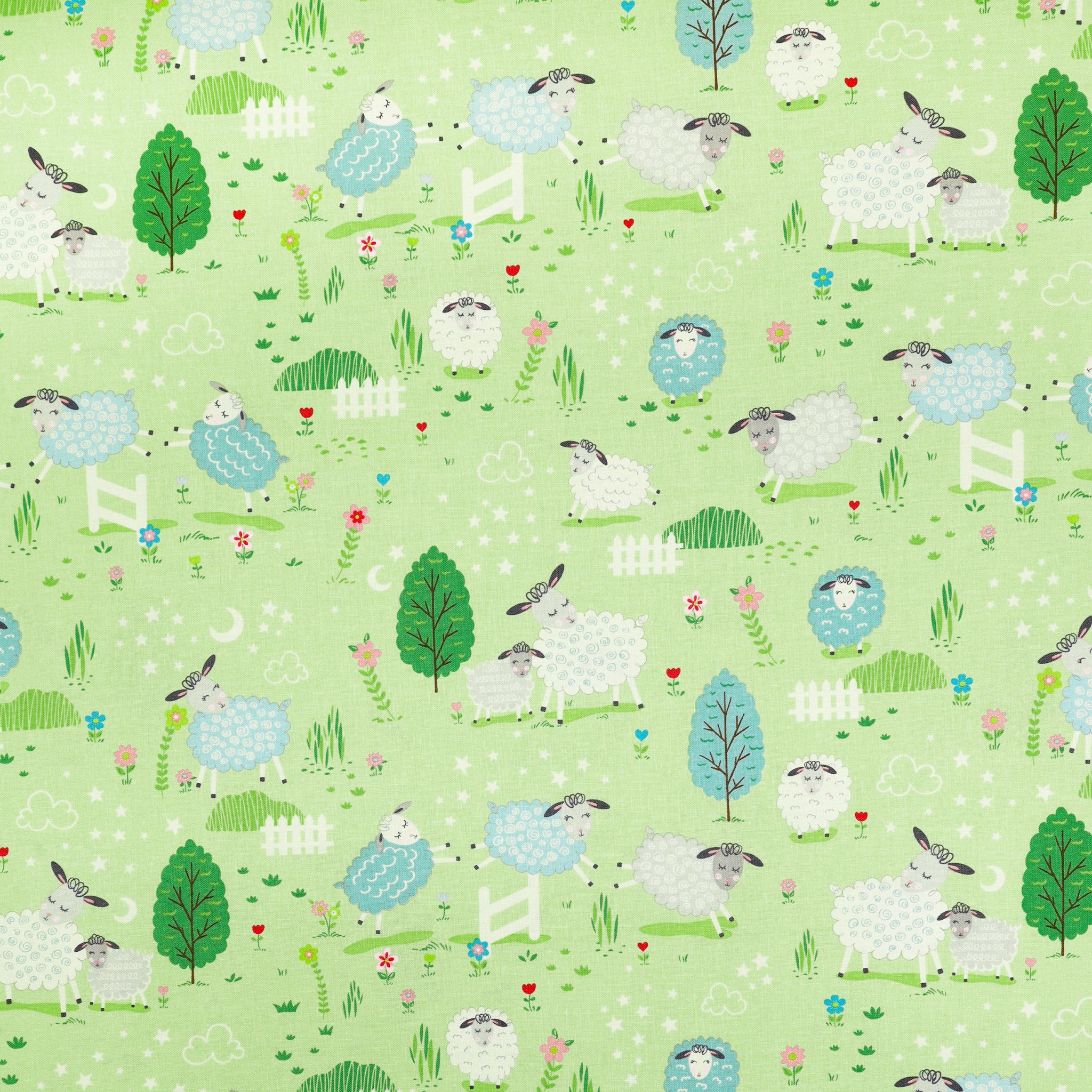 Sweet Little Lamb Fabric Collection - Little Lamb Scenic Green