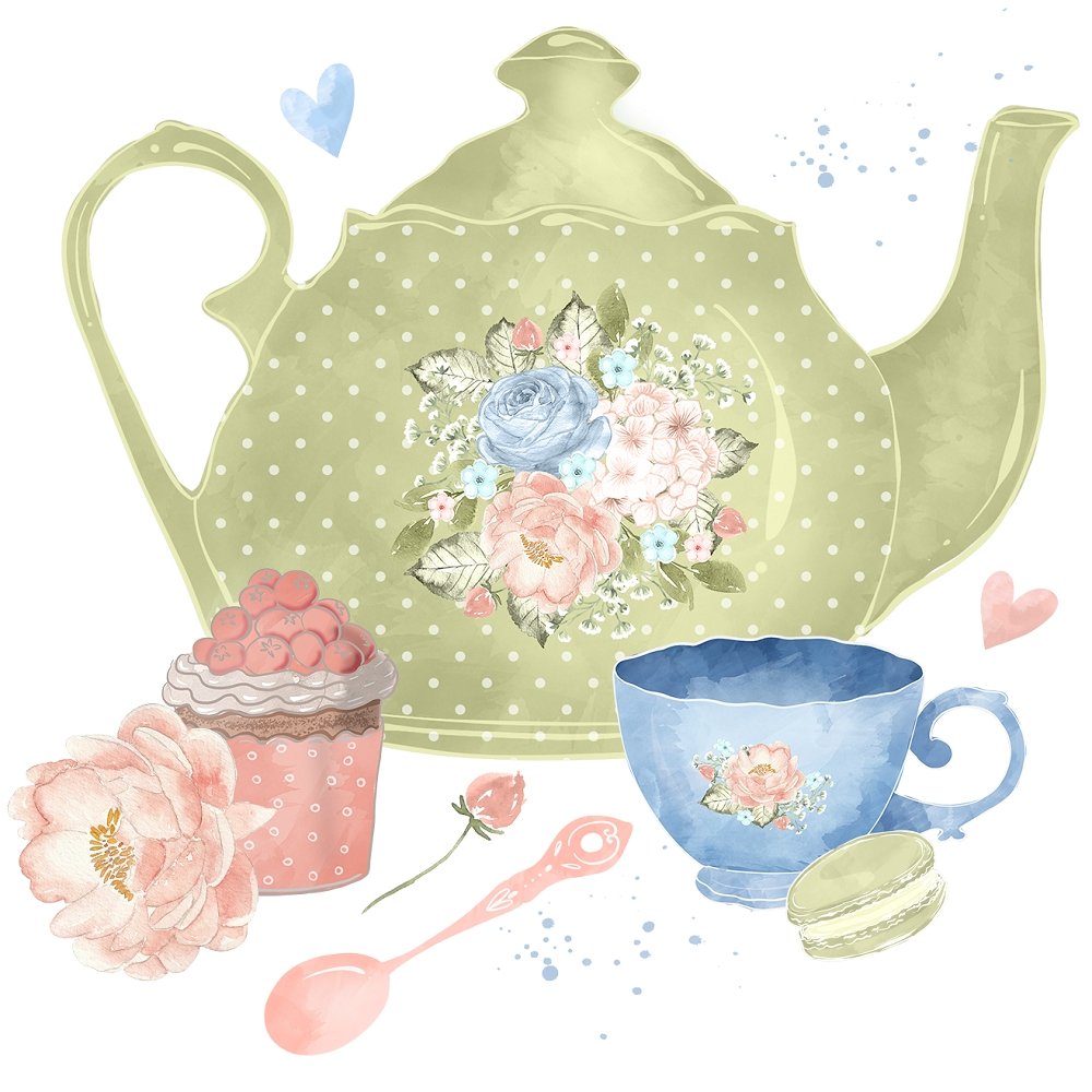 Tea Time Arrangement #3 Fabric Panel