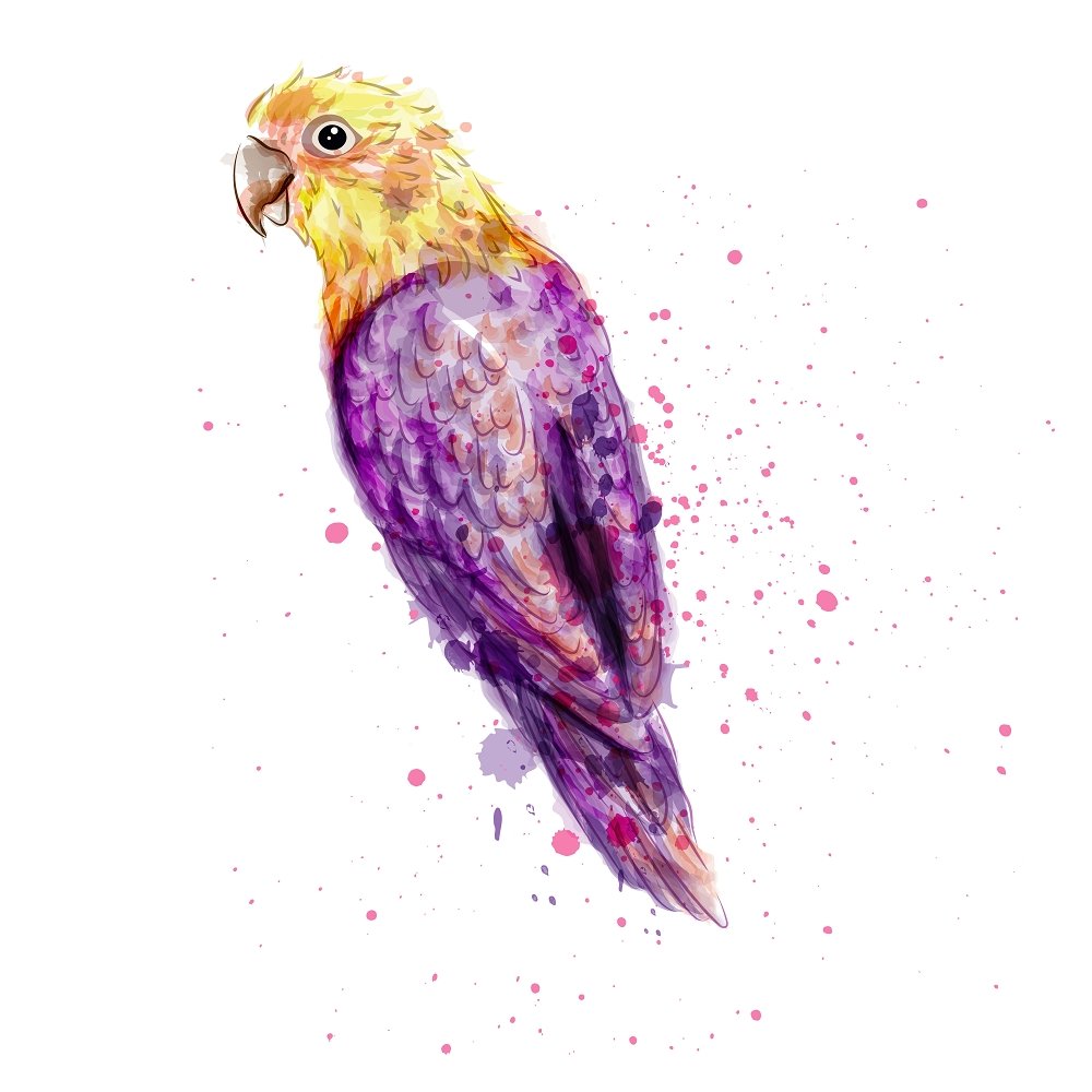 Tropical Parrot Fabric Panel - Purple/Gold