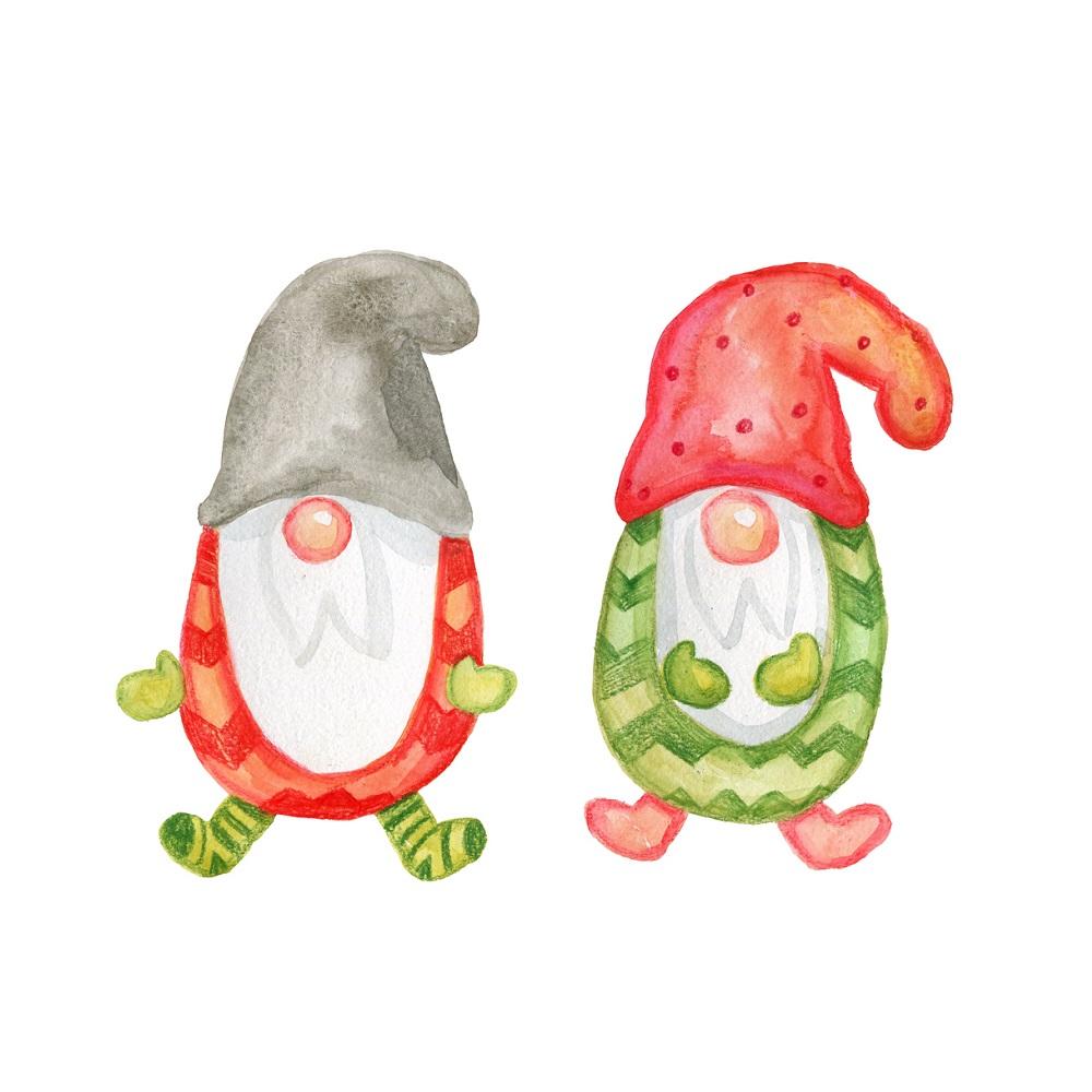 Two Cute Chevron Gnomes Fabric Panel