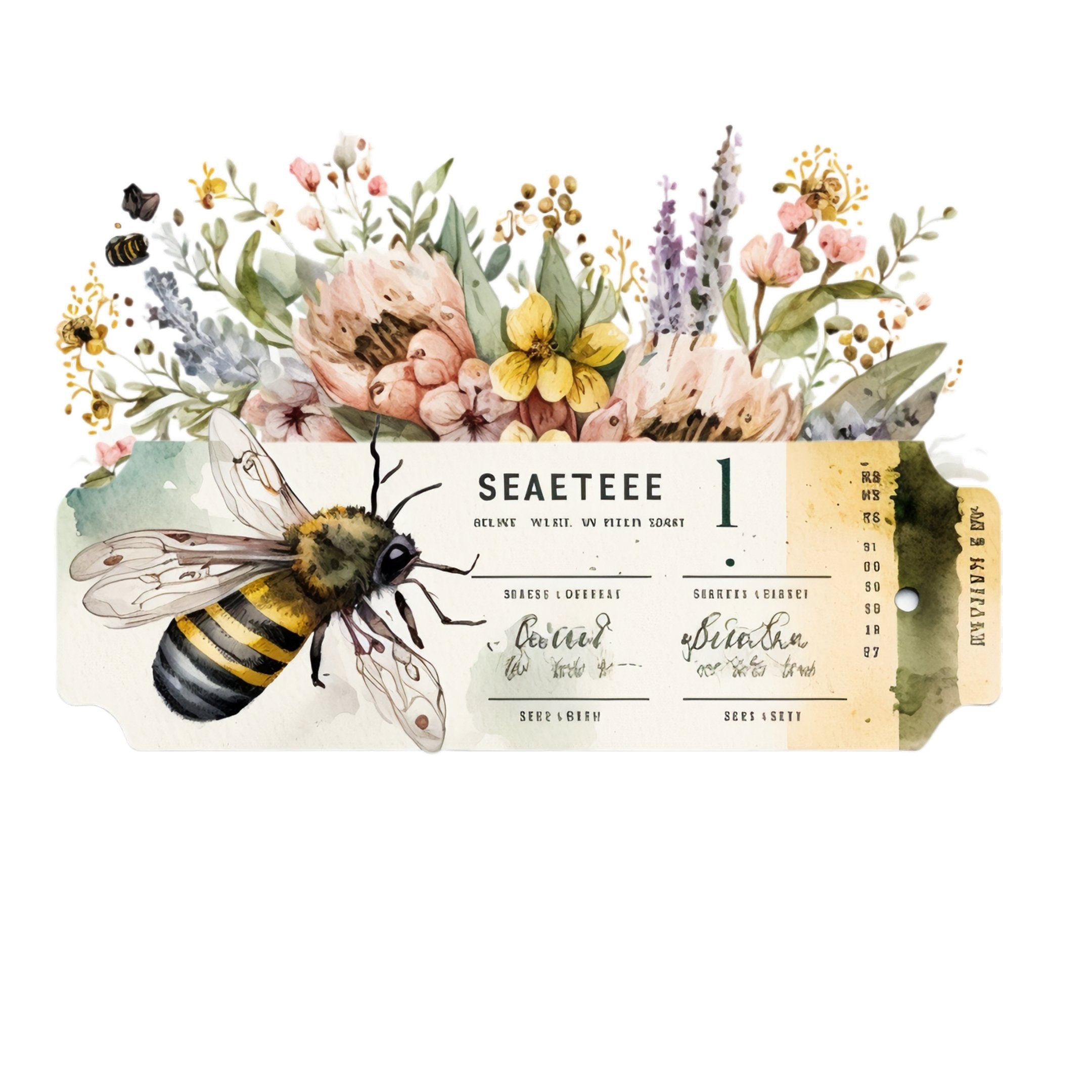 Vintage Bee Ticket Fabric Panel