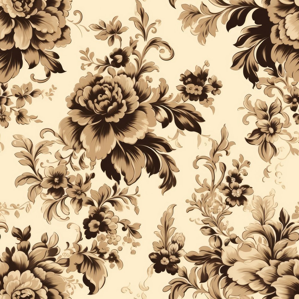 Vintage Beige Damask Pattern #9 Fabric