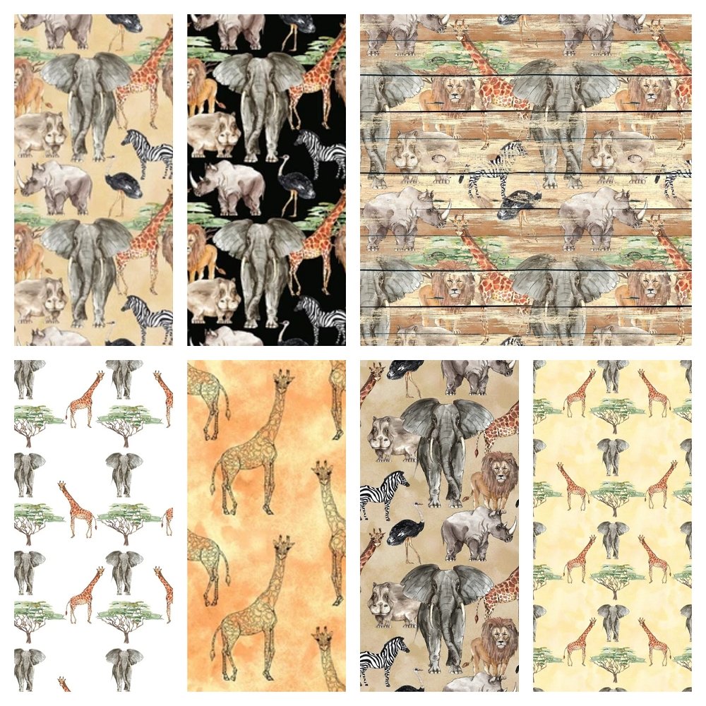 Watercolor African Safari Fat Quarter Bundle - 14 Pieces