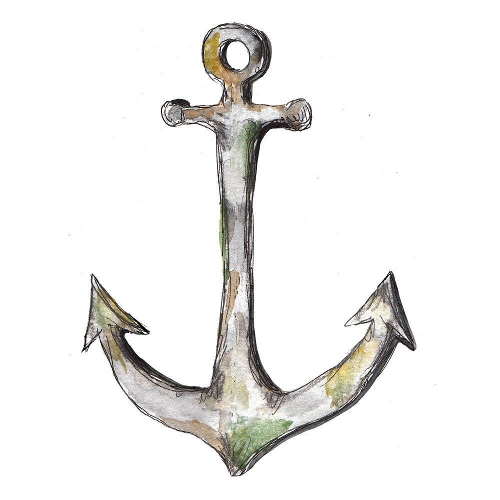 Watercolor Anchor Fabric Panel