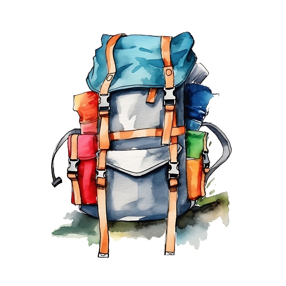 Watercolor Camping #16 Fabric Panel