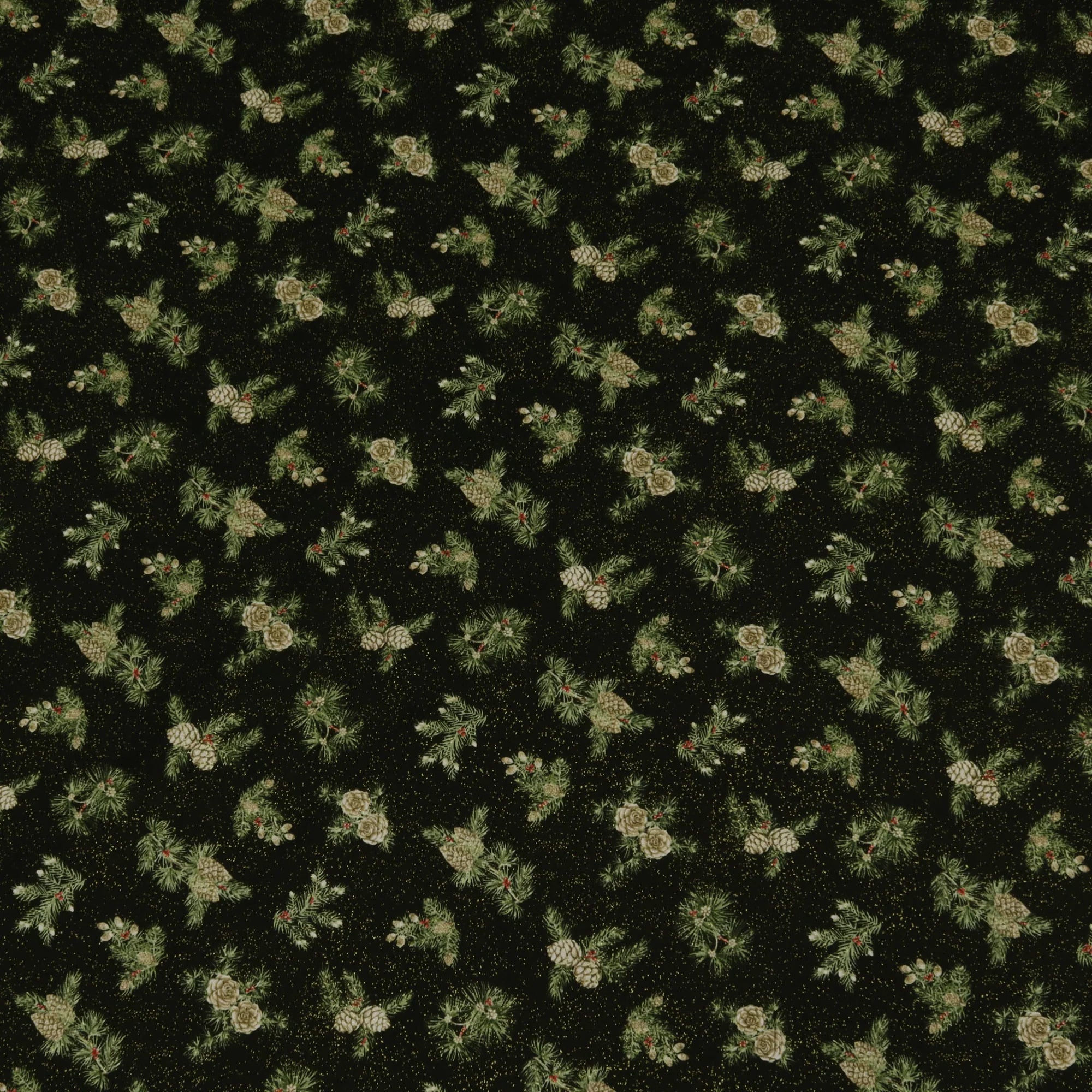 Winter In The Pines Fabric Collection - Pine Cones Black
