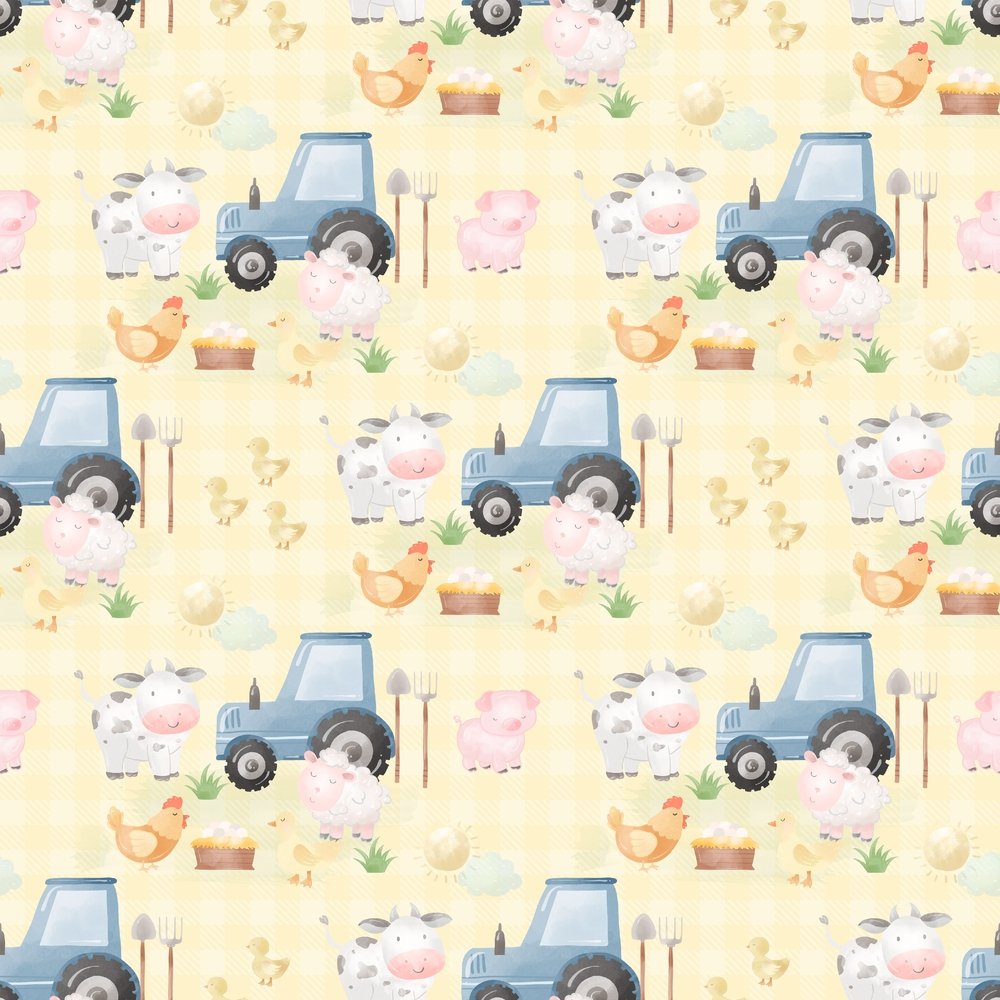 The Cutest Little Farm Scene #2 Fabric - Tan