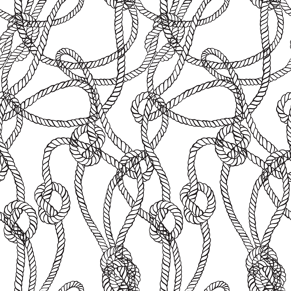 Twisted Ropes & Knots Fabric - Black/White