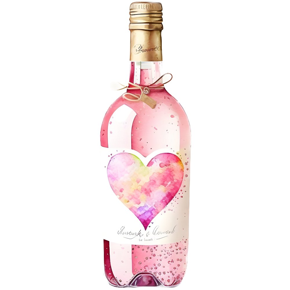 Valentine Pink Wine Bottle #4 Fabric Panel