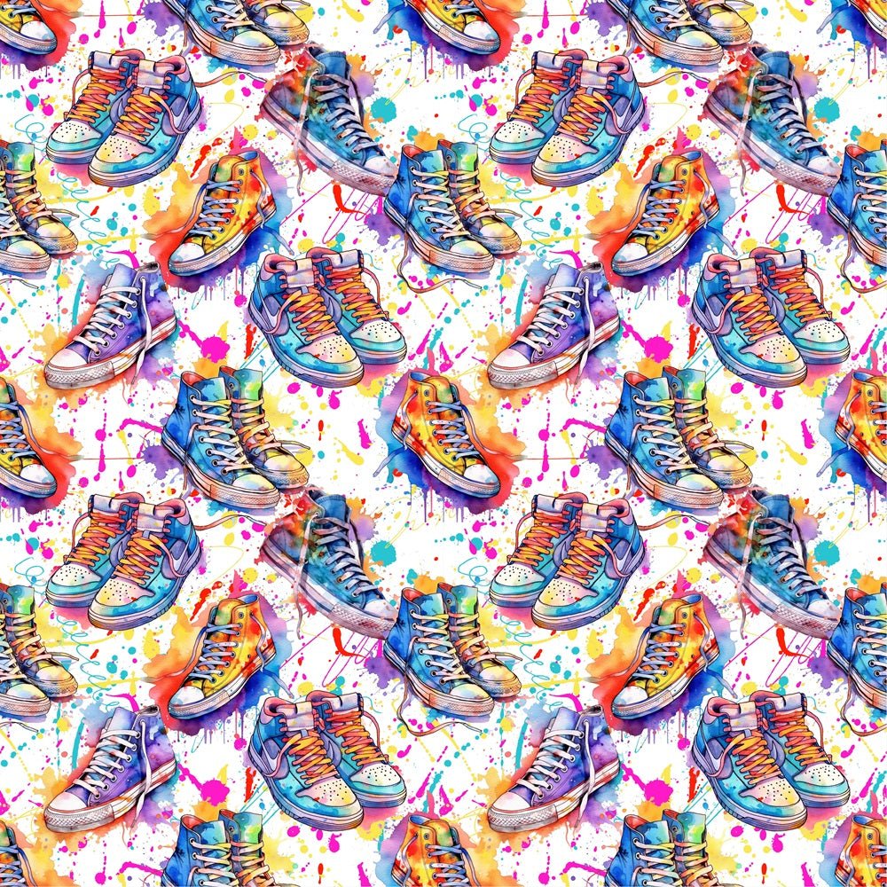 Vibrant Rainbow Sneakers Fabric