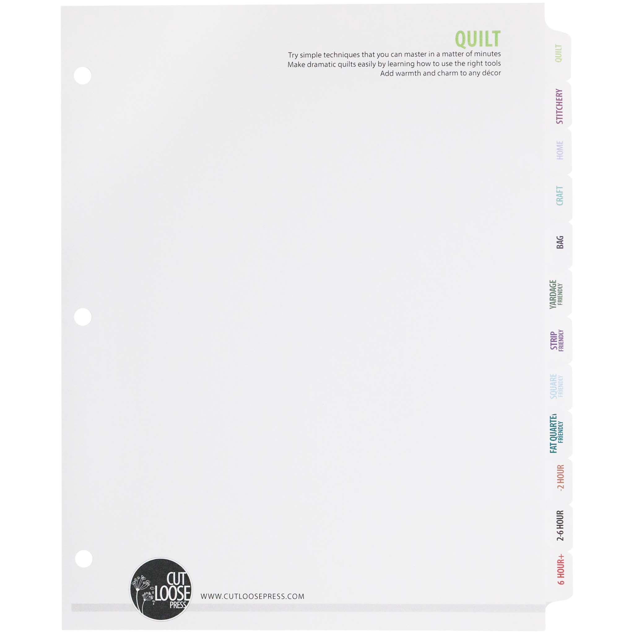 Cut Loose Press Pattern Binder Tabs