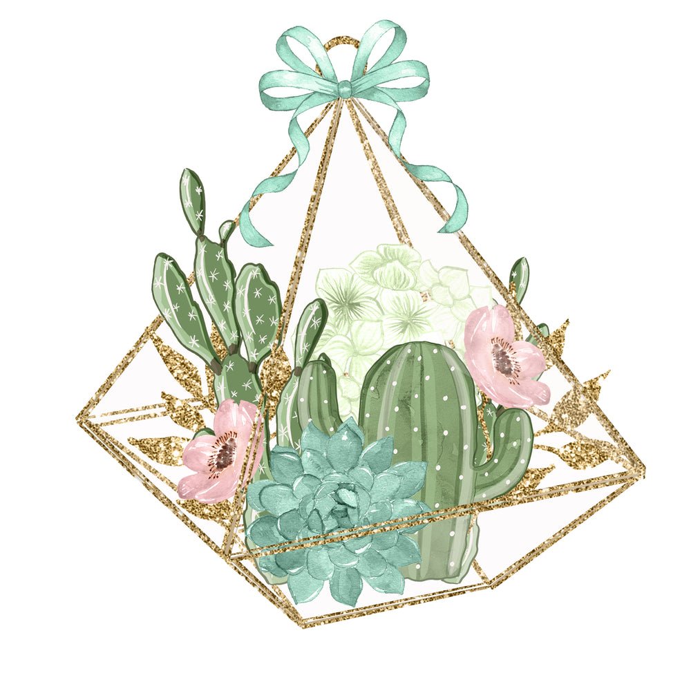 Sweet Succulents Scene #2 Fabric Panel