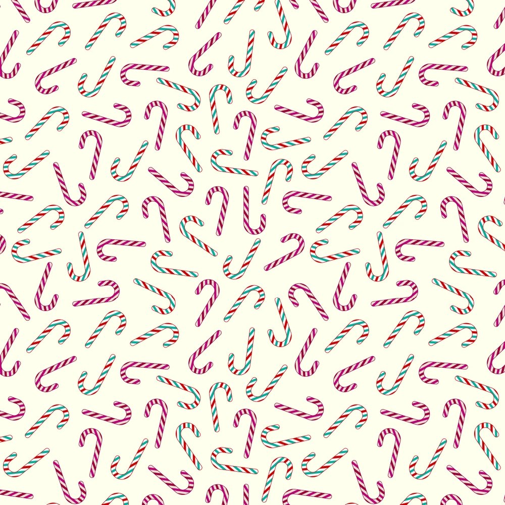 Tossed Retro Candy Cane Fabric - Cream