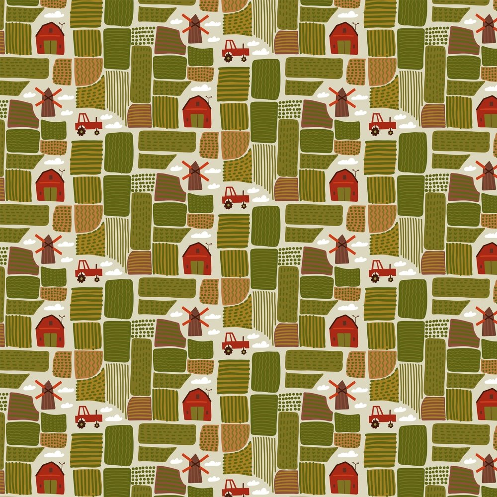 Tractors In The Countryside Fabric