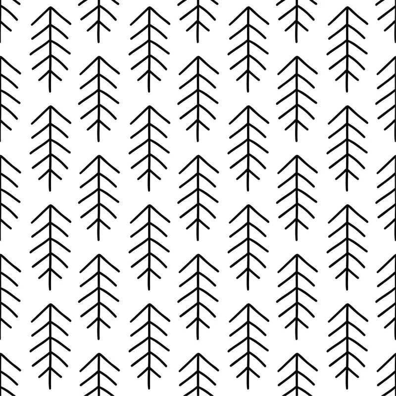 Tree Pattern #2 Fabric - Black & White