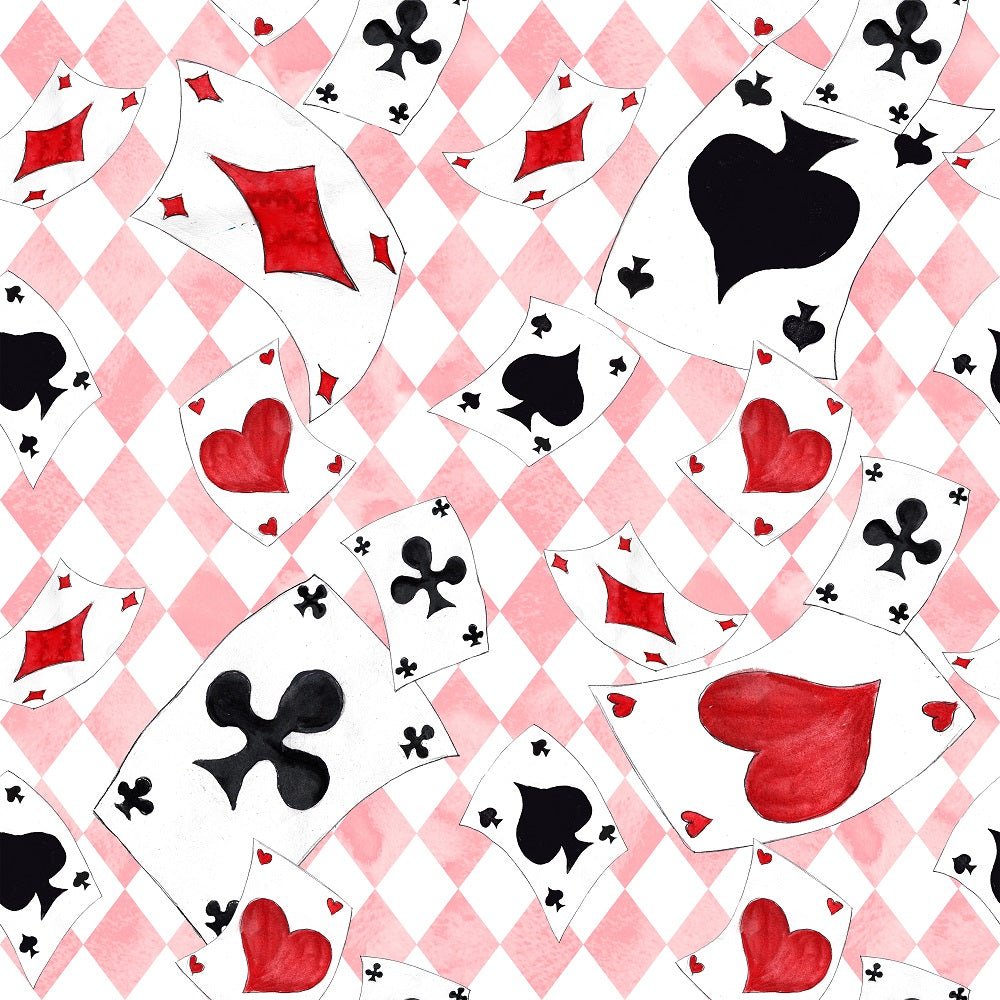Alice in Wonderland Cards Fabric - Pink