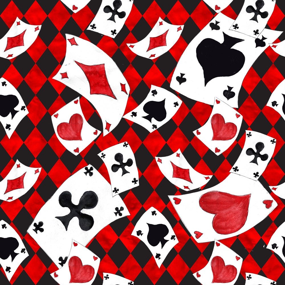 Alice in Wonderland Cards Fabric - Red
