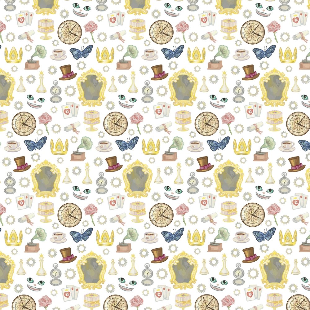 Alice In Wonderland Elements Fabric - Multi