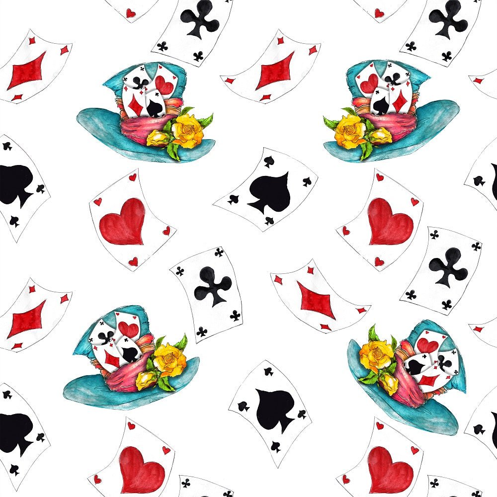 Alice in Wonderland Hats and Cards Fabric