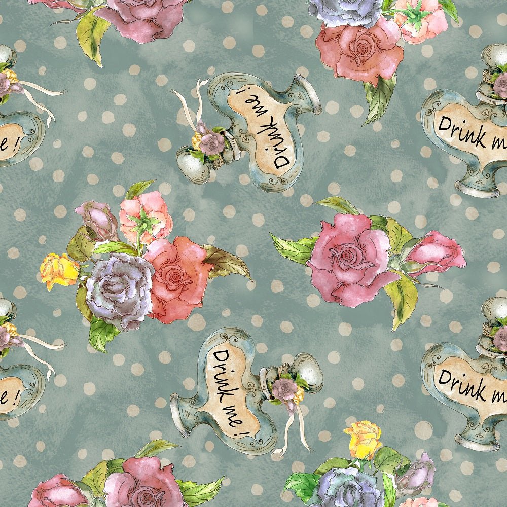 Alice in Wonderland Perfume Fabric - Blue